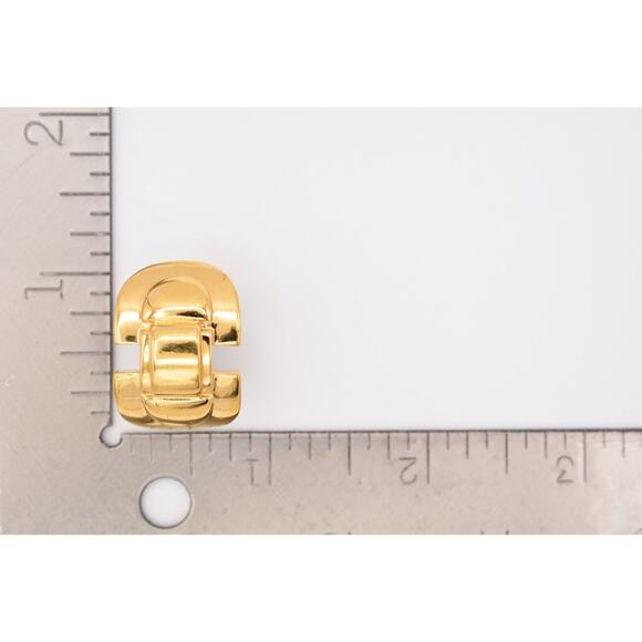 Givenchy Clip On Hoops Earrings Shiny Gold Chunky Runway Vintage Signed BinAI - Picture 12 of 12